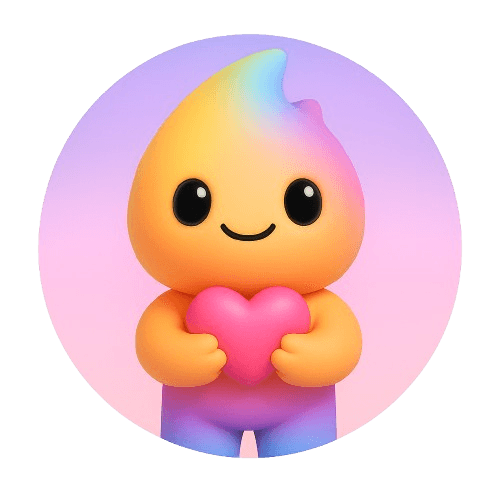 Flux cradling a pink heart